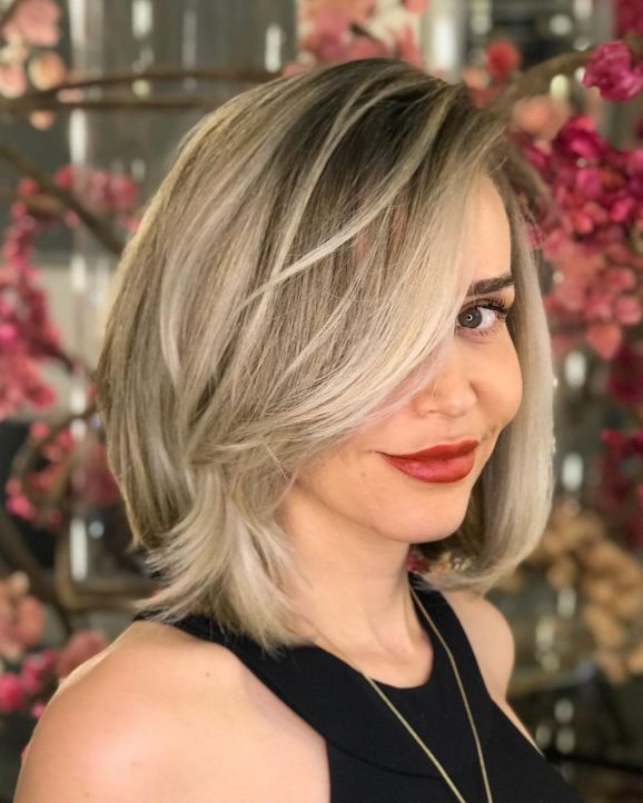 Peek-A-Boo Layered Lob For Fine Hair