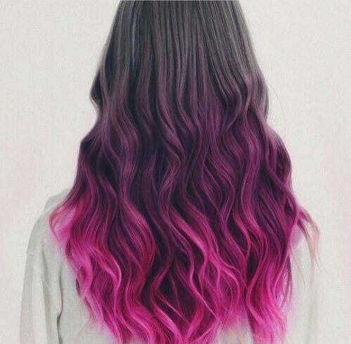 pink ombre for long black hair
