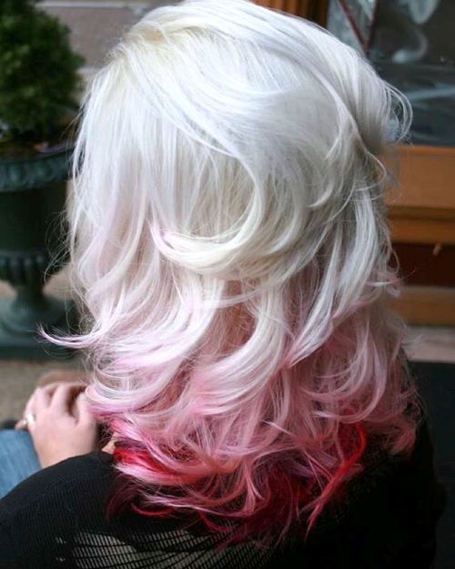 23 Thrilling Ideas for Red Ombre Hair platinum blonde and red reverse ombre