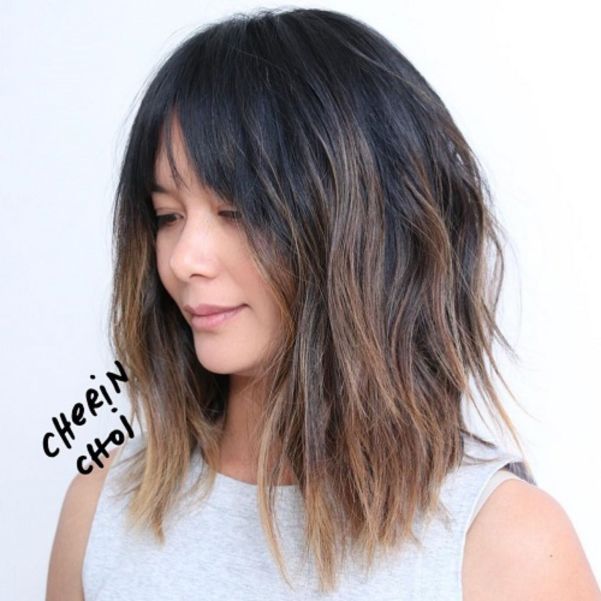 Razored Brunette Ombre Lob