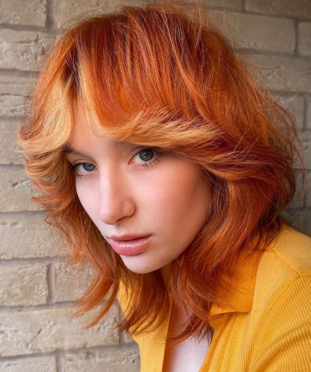 Red Shag with Curtain Bangs