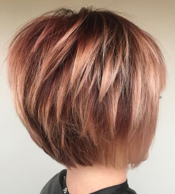 Rose Gold Bob With Choppy Layers