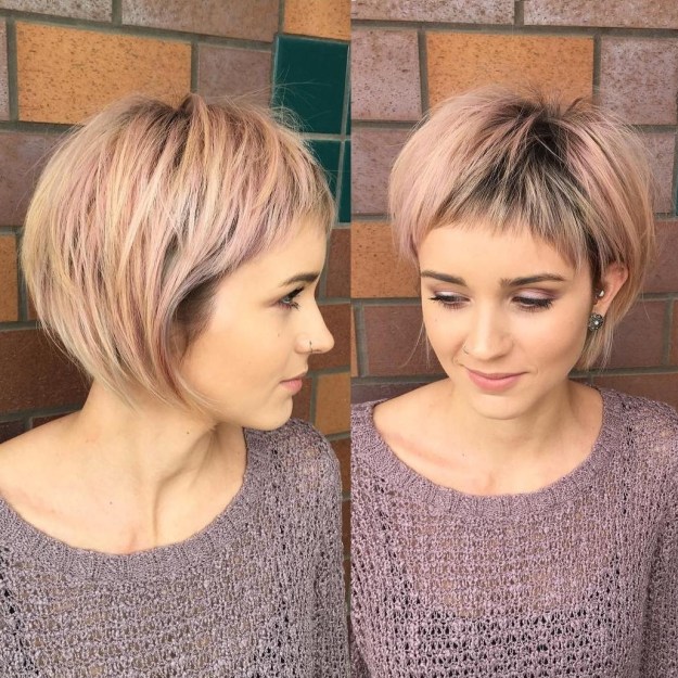 Rose Gold Layered Bob