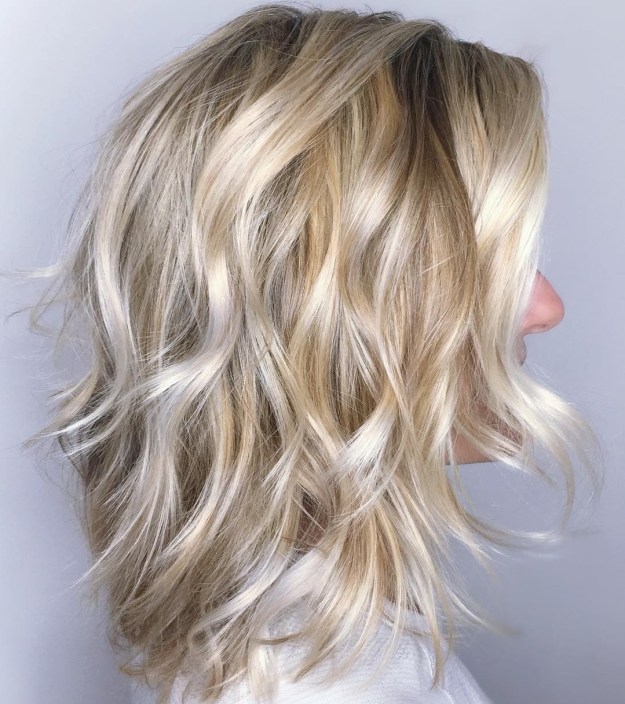 Sexy White Blonde Lob Shag