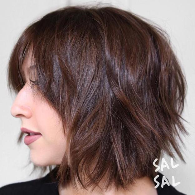 Shaggy Brown Bob With Bangs