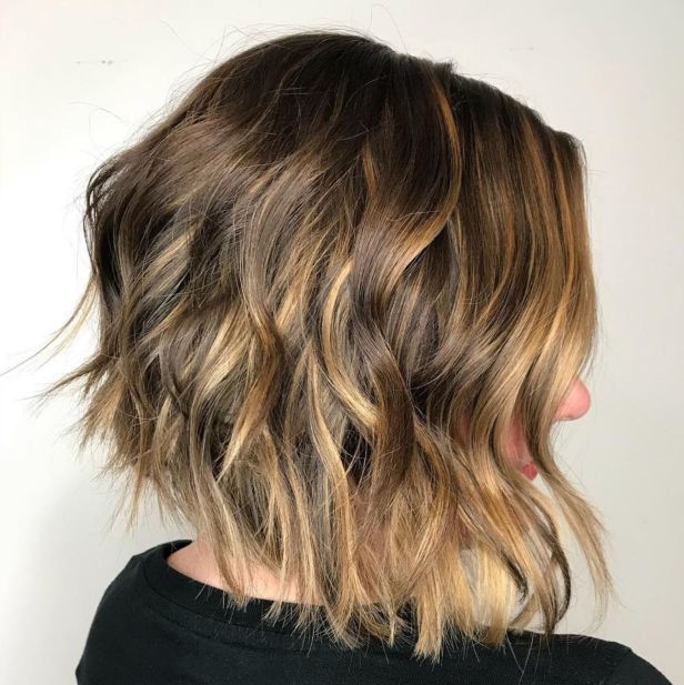 Shaggy Brown Bob With Golden Highlights