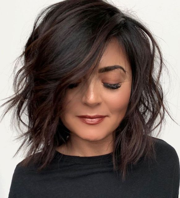 Shaggy Tousled Long Bob For Straight Hair