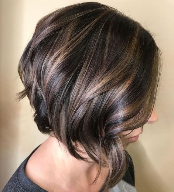 Shiny Wavy Brunette Bob