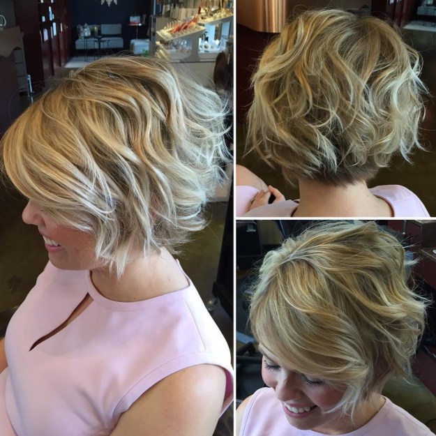 Short Blonde Bob With Beach Waves