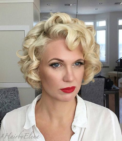 short blonde curly hairstyle