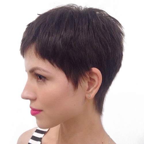 Short Brunette Layered Pixie