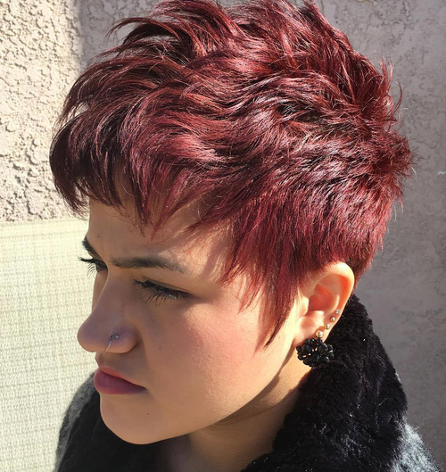 Short Burgundy Pixie