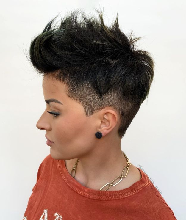 Short Female Haircut with Shaved Sides and Back