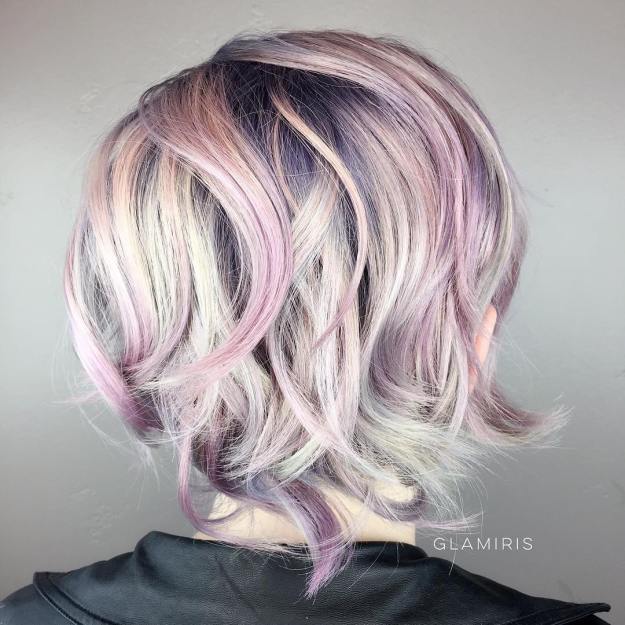 Short Hairstyle With Lavender Highlights