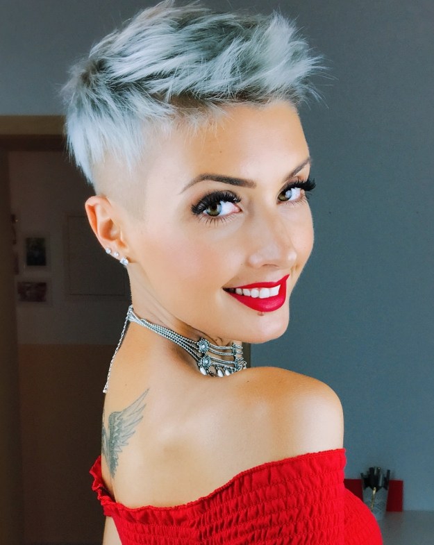 Short Half-Shaved Gray Hairstyle