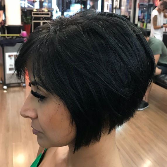 Short Inverted Black Bob With Layers