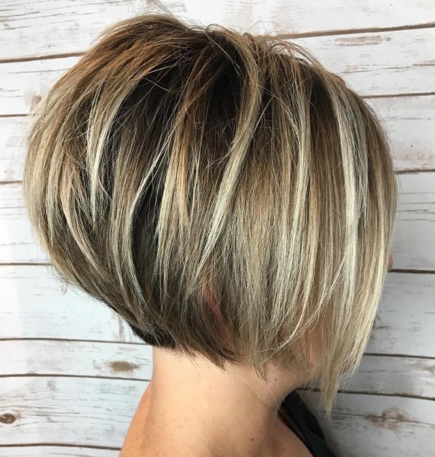 Short Layered Bob With Blonde Highlights