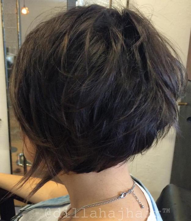 Short Layered Dark Brown Bob