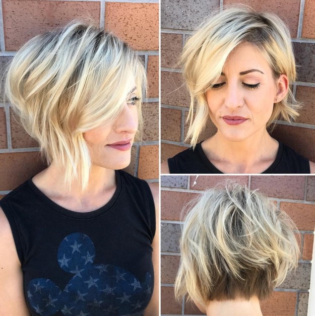 Short Messy Stacked Bob