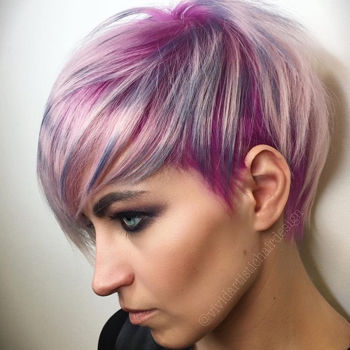 Short Pastel Purple Hairstyle With Highlights