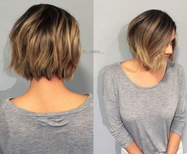 short textured bob with highlights