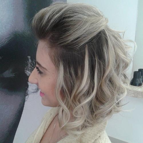 short wavy half updo