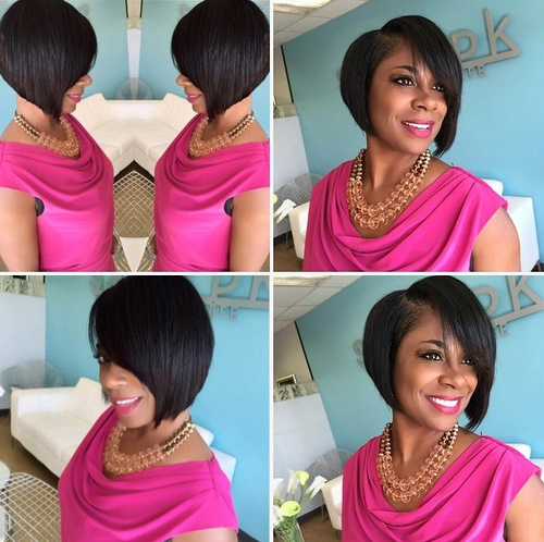 Side-Parted Angled Bob for Black Women