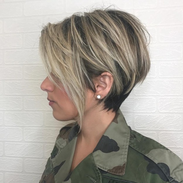Side Parted Choppy Tapered Pixie
