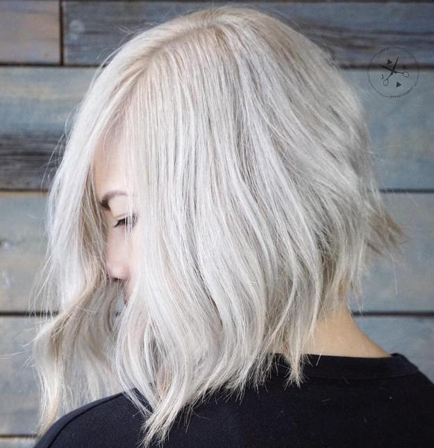 Silver Blonde Choppy Bob