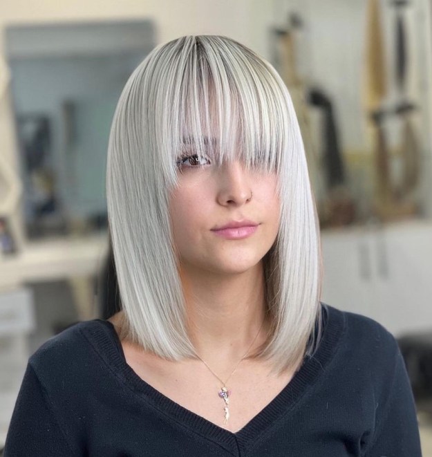 Sleek Platinum Blonde Bob