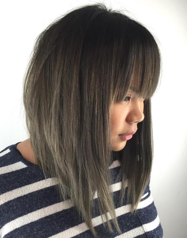 Smokey Tapered Bob With Long Bangs