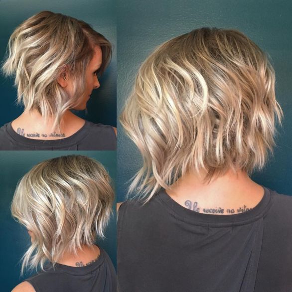 Soft Blonde Wavy Bob