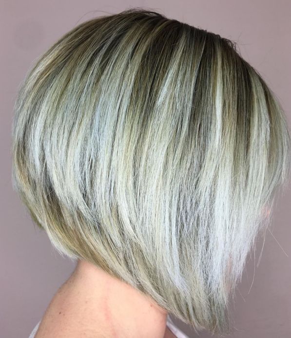 Stacked Bronde Bob With White Balayage