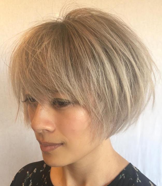 Straight Ash Blonde Bob For Thin Hair