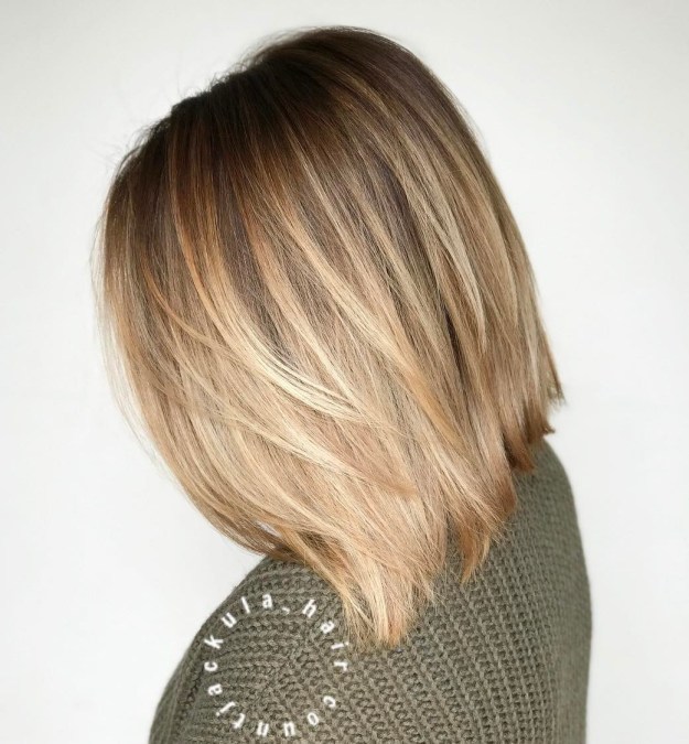Straight Bob With Blonde Balayage Ombre 