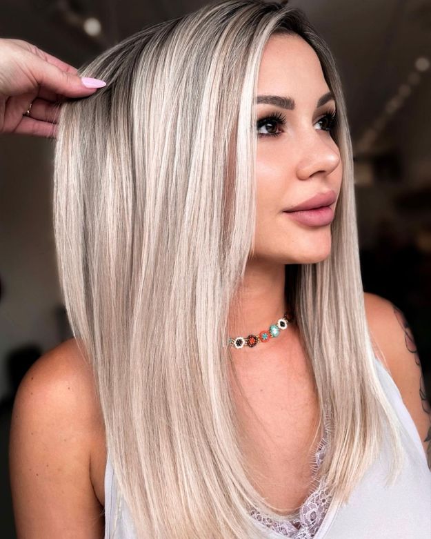 Straight Dimensional Platinum Blonde Hair