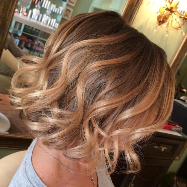 Strawberry Blonde Balayage Bob