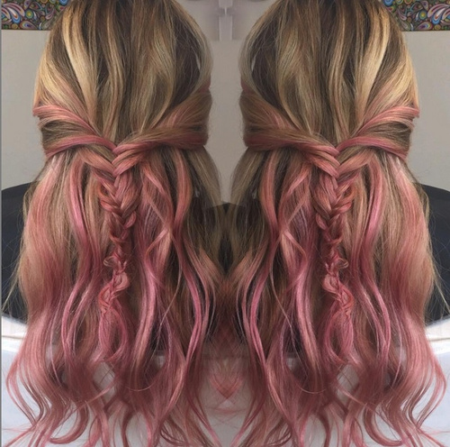 subtle pink ombre for brown blonde 