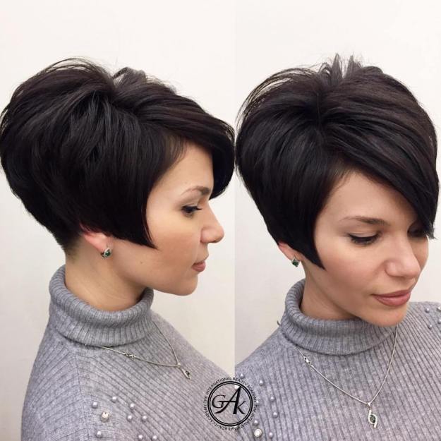 Tapered Angled Pixie Haircut For Thick Hair