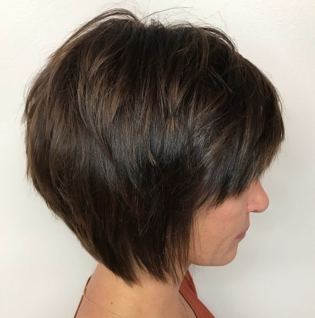 Tapered Brown Bob With Bangs