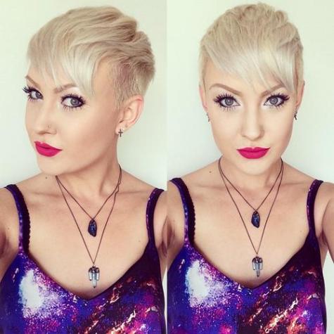 textured platinum blonde pixie