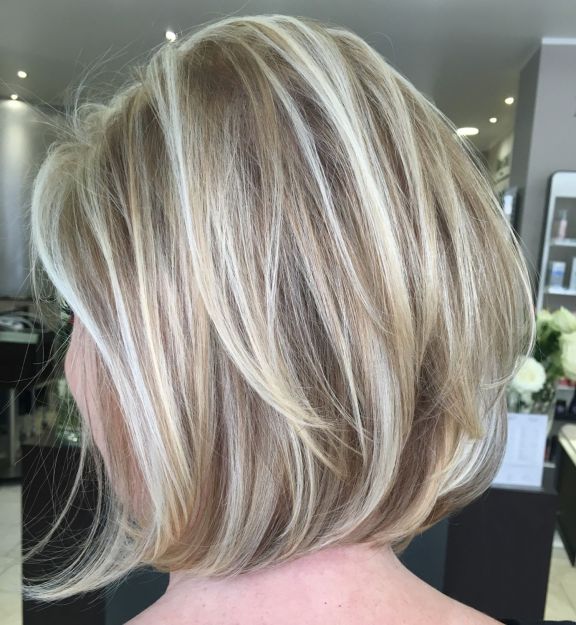 Tousled Layered Blonde Balayage Bob