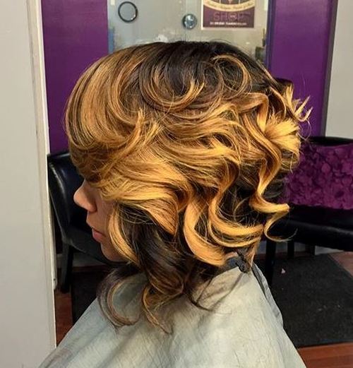 two-tone curly bob for black women