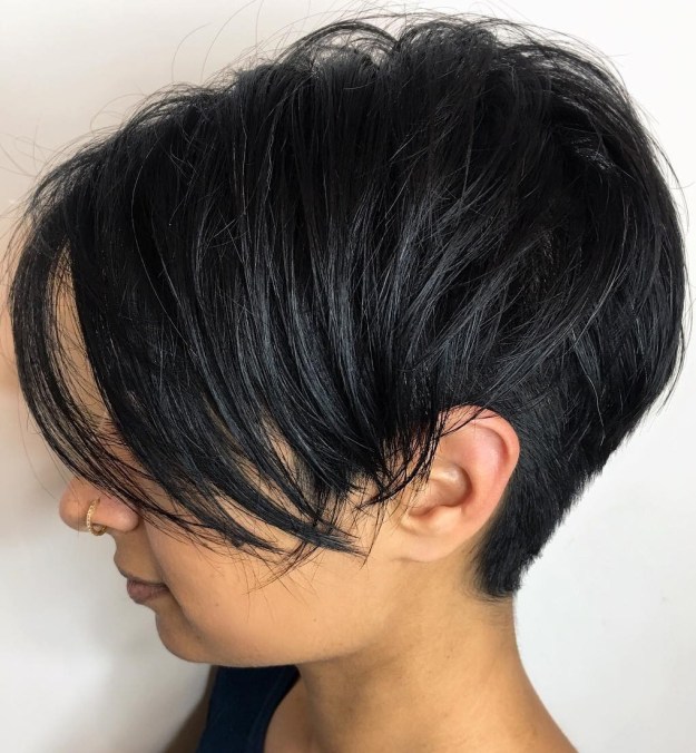 Undercut Black Pixie With Bangs