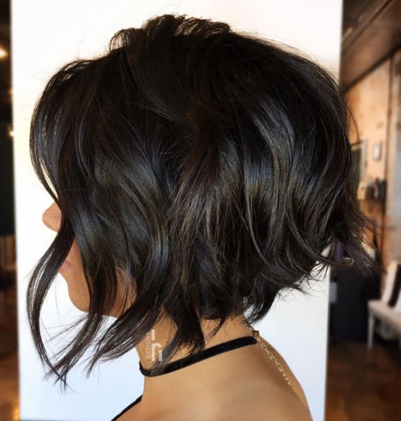 Uneven Messy Black Bob