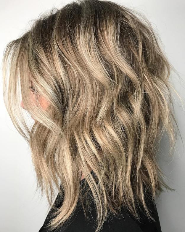 Uneven Shaggy Bronde Long Bob