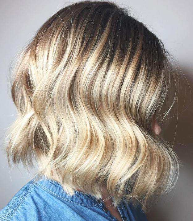 Wavy Blonde Balayage Bob