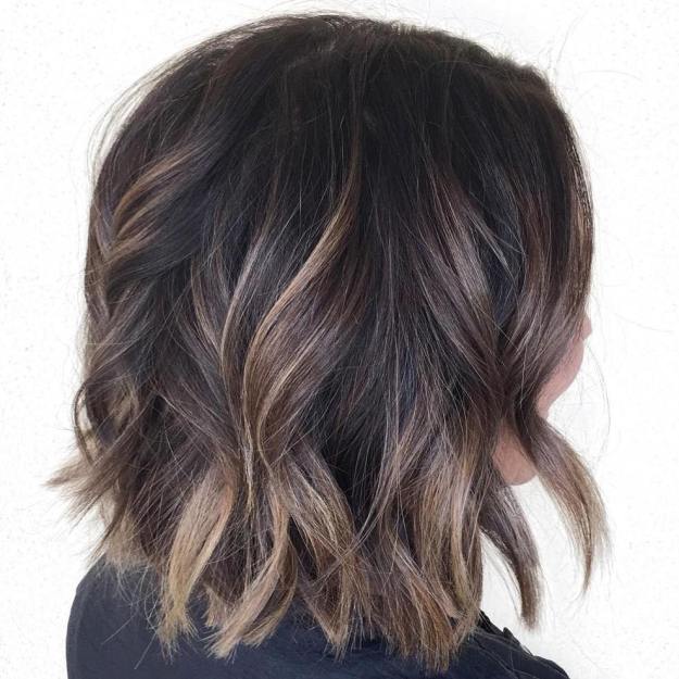 Wavy Brown Balayage Bob