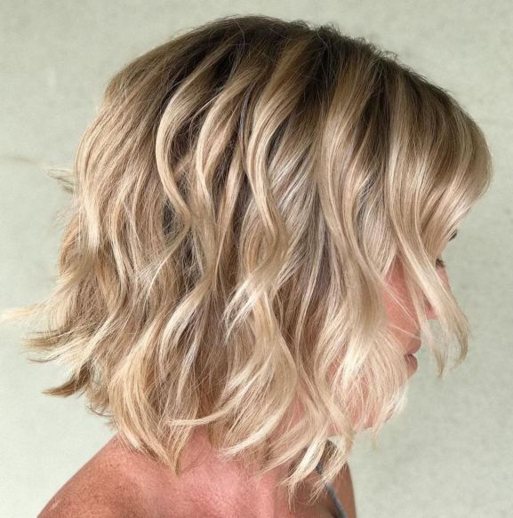 Wavy Dishwater Blonde Bob