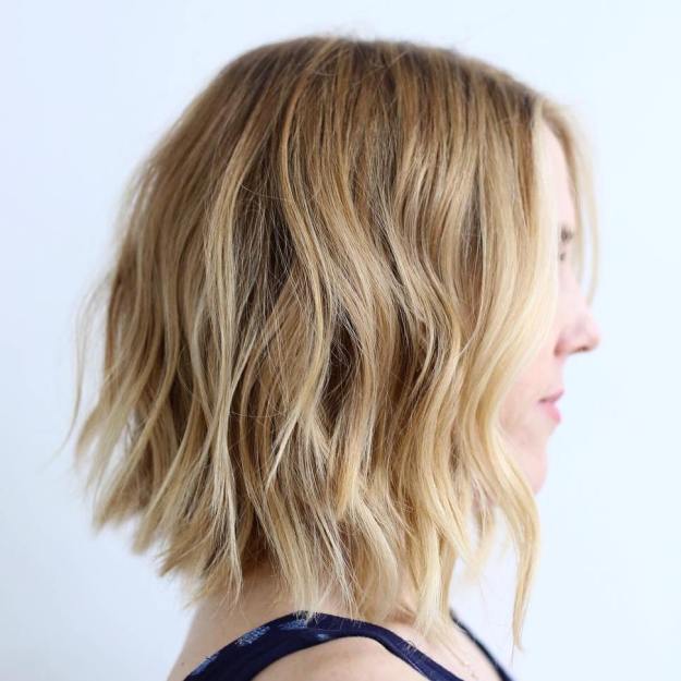 Wavy Shaggy Honey Blonde Lob